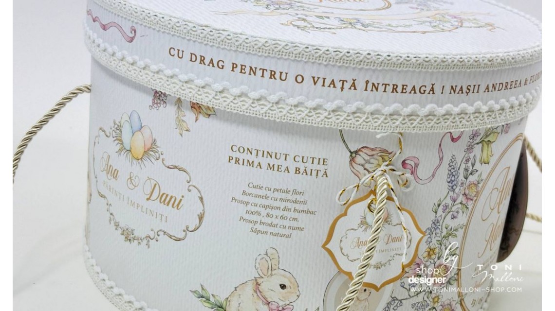 Set Prima Băiță cu Nașii după Botez Belle Époque Floral Garden 29